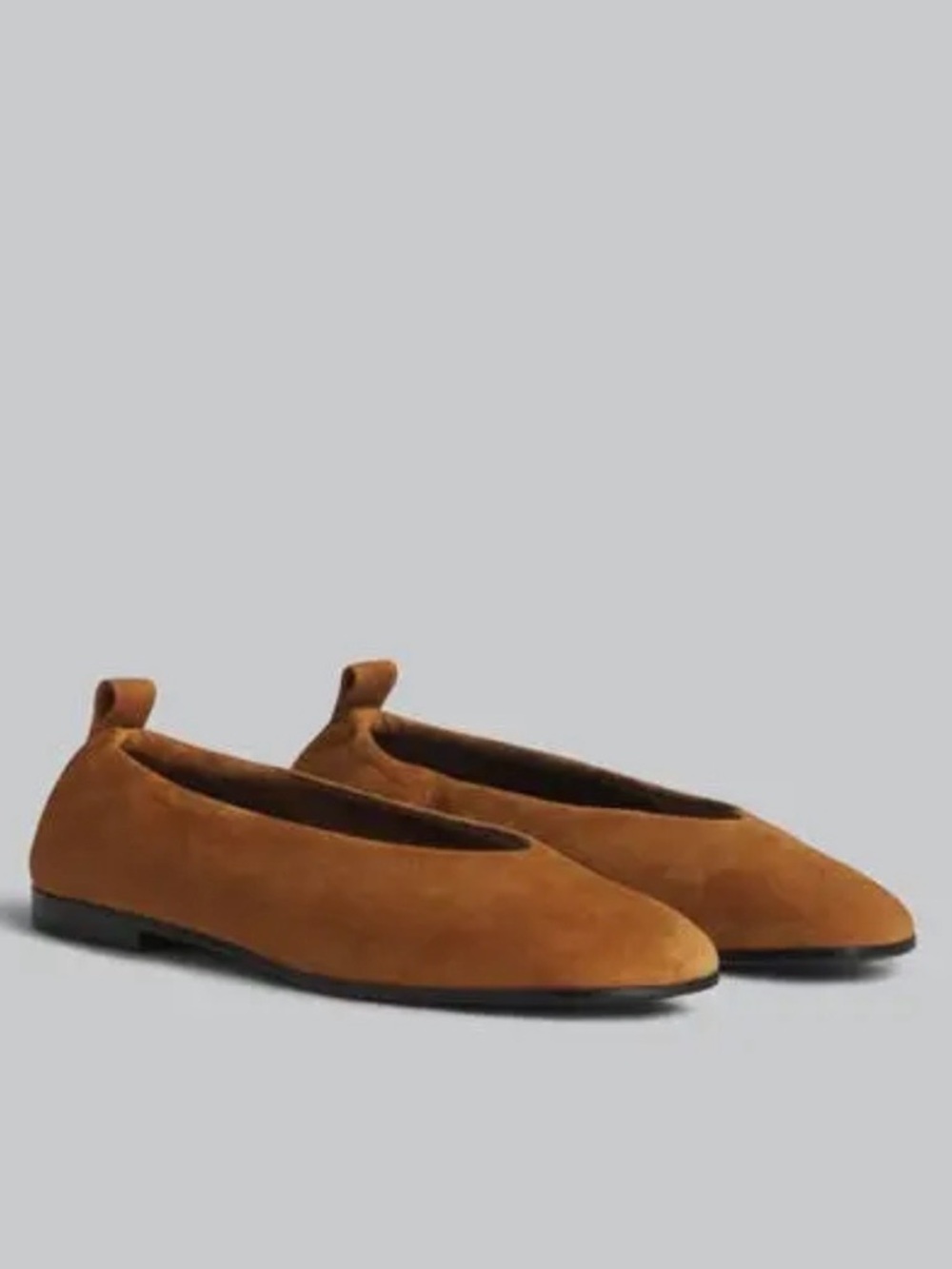 Co Ruched Square Toe Flat Suede Ballet Flats 38.5